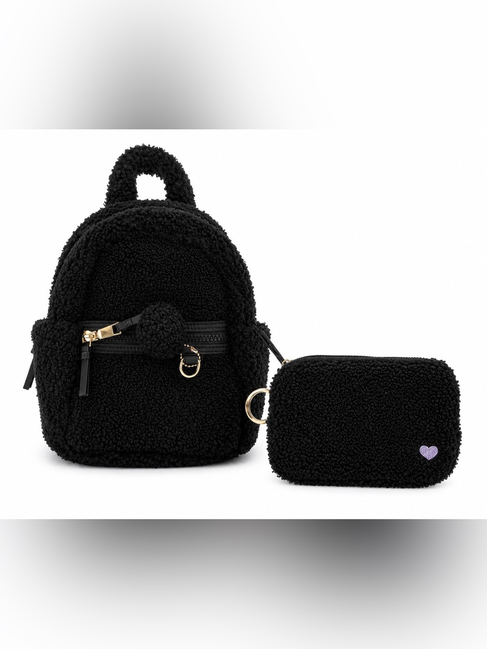 Claire’s Black Mini Backpack with Matching Pouch
